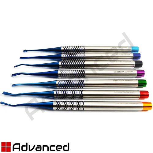 Elevadores de raíces dentales PDL luxantes puntas azules conjunto de 7 periotomas de extracción dental - Imagen 4 de 12