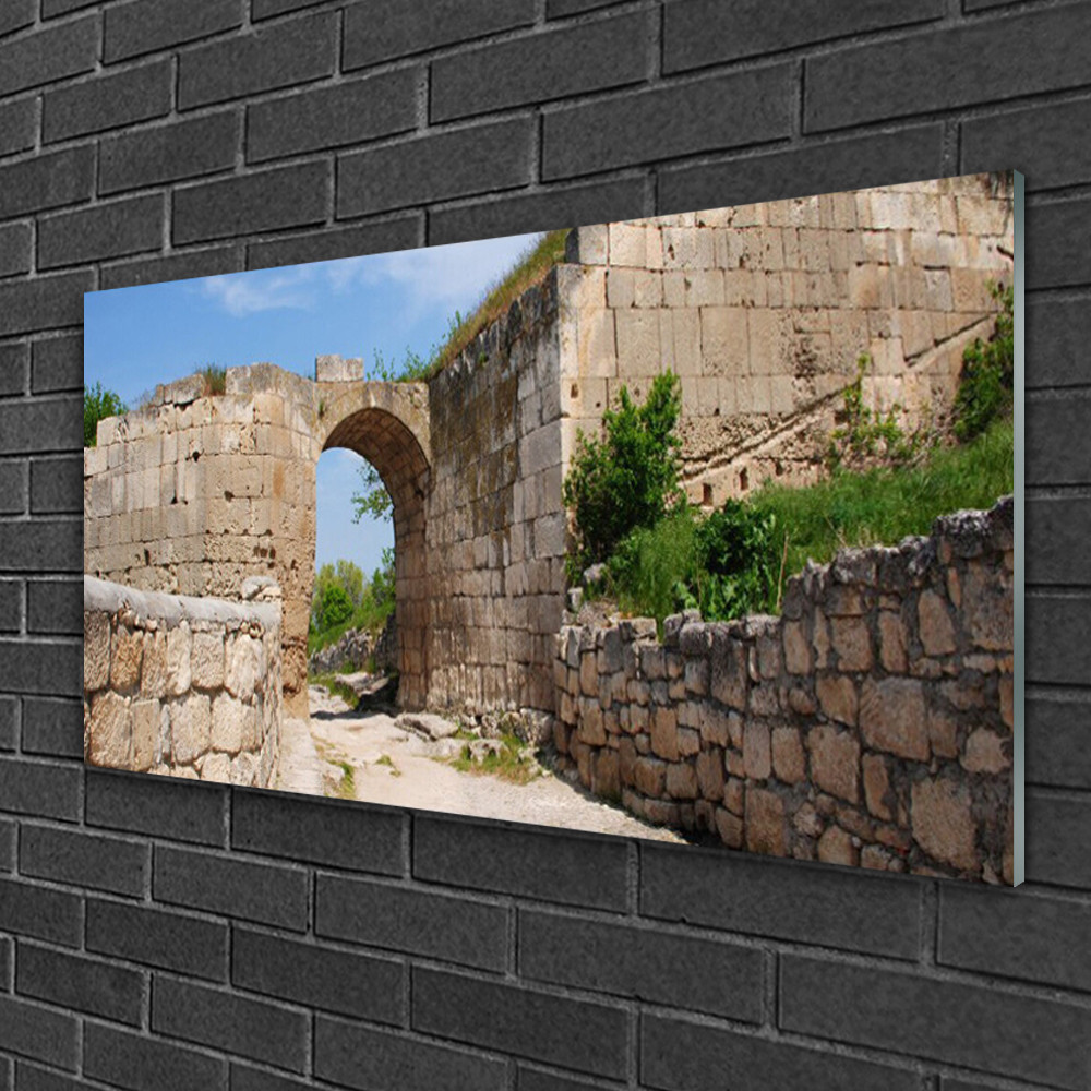 Tableau sur verre deco architecture ruine impression panoramique 100x50 cm
