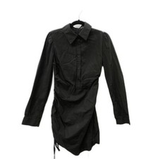  Pretty Little Thing Black Side Ruched Shirt Dress Womens Size 6