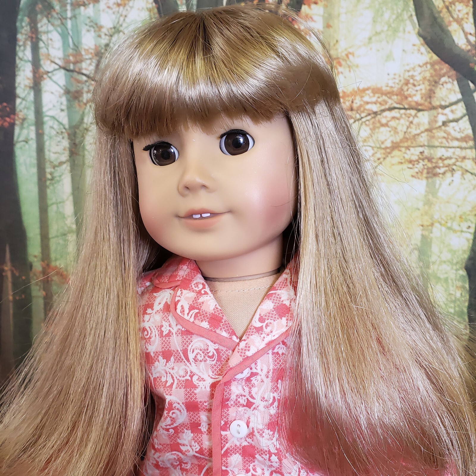American Girl Doll Gwen Thompson Blonde Brown Eyes Floral PJs Slippers Refurbed eBay