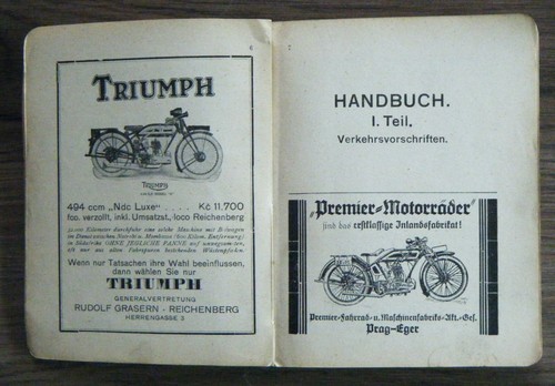 Hand-und Tourenbuch für Motorradfahrer - Motorrad Rosenthal-Reichenberg 1927 - Bild 2 von 5