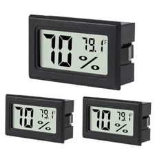 3Pcs Mini Digital Thermometer Hygrometer Electronic Temperature Black-3PCS