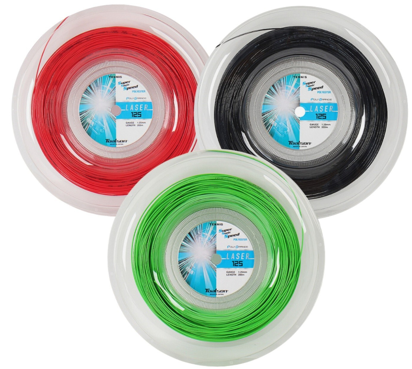Теннисная ракетка Toalson Laser 125 Струна для ракетки 1,25 мм 200 м Черная Красная зеленая NWT