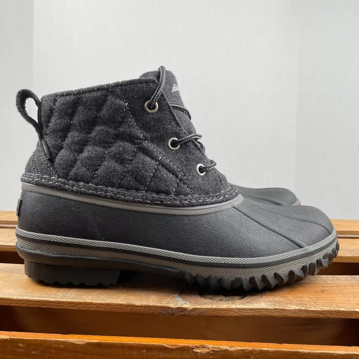 Womens duck boots grey top