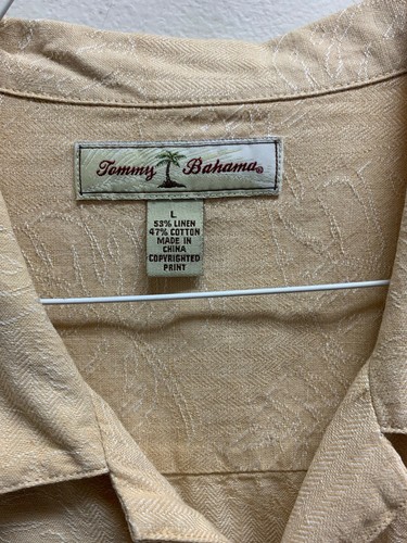 Tommy Bahama Linen & Cotton Short Sleeve Gold Sz Large Aloha Relaxed Shirt - Picture 3 of 3