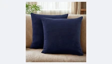 QUORGVES 2-Pack Velvet Throw Pillow Covers 20x20 – Navy Blue Decorative Cushion