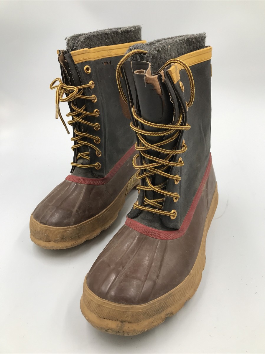 VTG Weather Rite Winter Lined Rubber Leather Brown Boots 