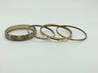 Design One Signed Monet Lot of 4 Gold Tone Bangle Bracelets Smooth and Floral