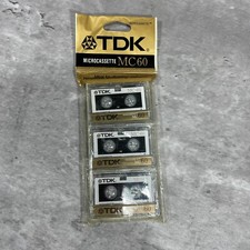 TDK Microcassette MC 60 Blank Cassette Tape 60 Minutes 3 Pack New 1988 NOS