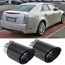 For Cadillac CTS Pair 2.5" Inlet 3.5" Outlet Exhaust Tip Pipe Carbon Fiber Steel