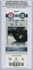 Ichiro Suzuki WINS 6th HIT TITLE 2009 Mariners Rangers 10/4 Full Ticket GRIFFEY
