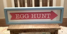 Easter Egg Hunt Sign, Blue  Pink Arrow Egg Hunt Decor Sign, Tabletop or Wall