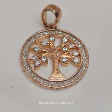 JCM 925 Sterling Silver Rose Gold Tone Tree of Life CZ Pendant