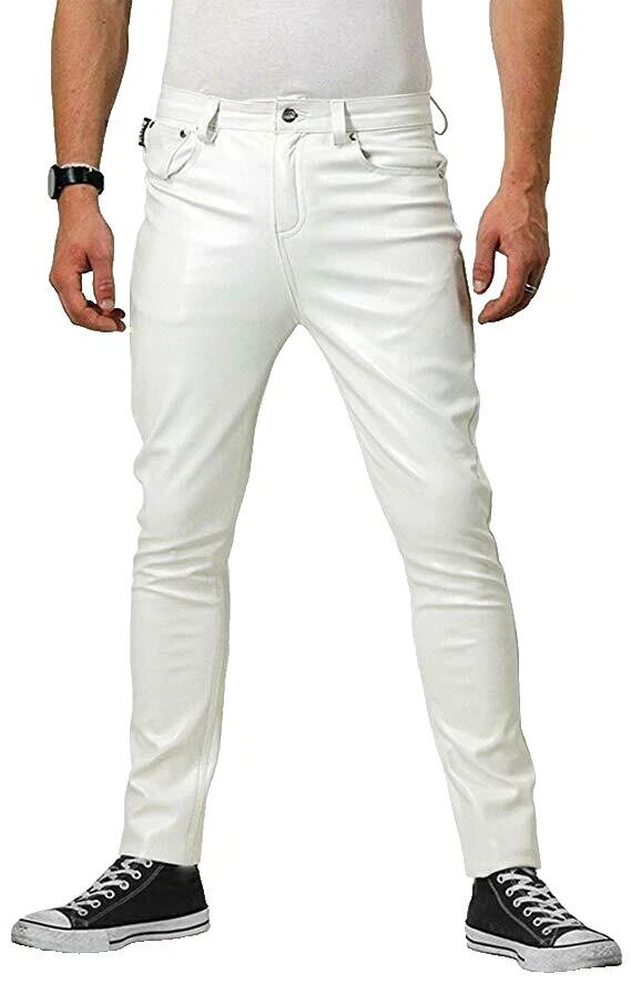 Leather White Pants for Men