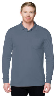 Tri-Mountain Men/'s New Moisture Wick Long Sleeve Pocket Pique Polo Shirt.K020PLS