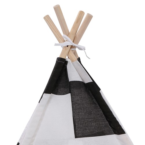 Kids Teepee Tent Black and White Stripe Children Play House for Indoor & Garden - Picture 13 of 19