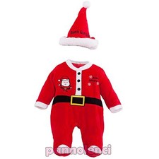 Bambino neonato tutina Babbo Natale cappellino pagliaccetto nuovo XNO-386