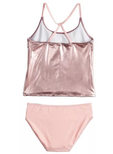 Girls Size 4 SO® Watch Me Shine Ruffled Pink Tankini Swimsuit - Picture 2 of 8