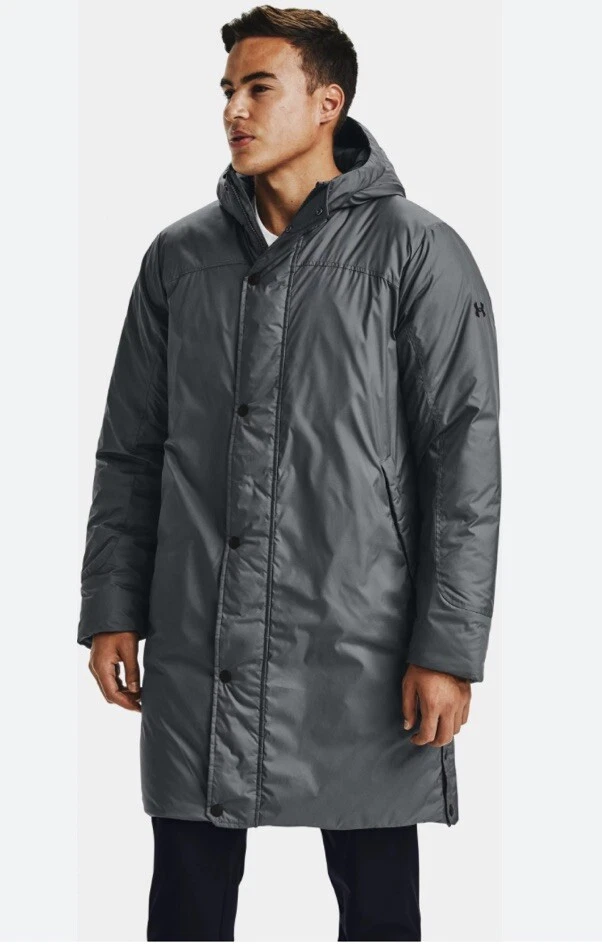 UNDER ARMOUR AU Storm INSULATED Gray BENCH COAT Long JACKET Mens