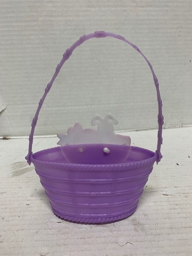 Set of 2 Plastic Pink Purple Happy Easter Bunny Spring Candy Gift Decor Basket - Picture 10 of 10
