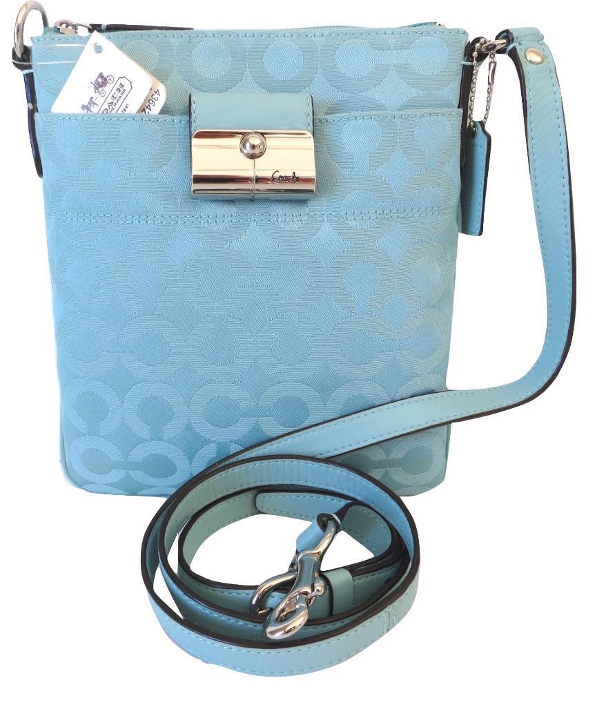 New DEFECT Coach Kristin Signature Crossbody Swingpack Turquoise