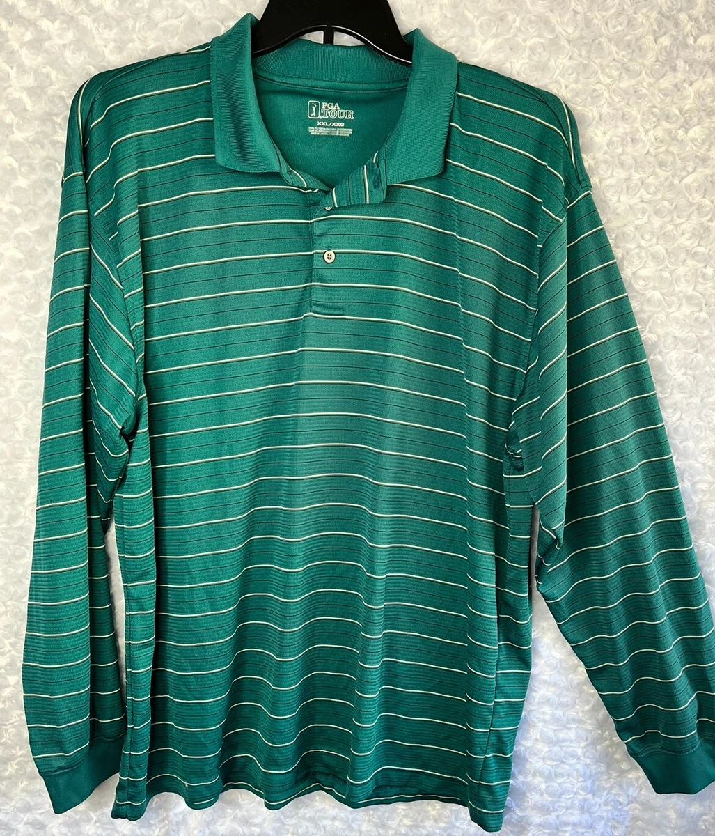 PGA Tour Mens Long Sleeve Polo Shirt XXL 2XL Long Sleeve Green