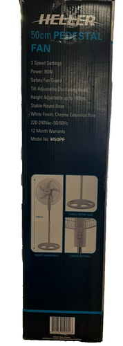 Heller 50cm Pedestal Fan Oscillating Portable Adjustable Tilt Head 3 Speed White - Picture 3 of 3