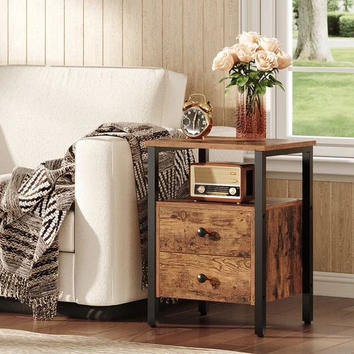 HOOBRO Bedside Table Side Table End Table Nightstand with 2 Drawers Bedroom - Picture 3 of 18