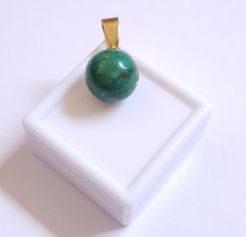 11mm Natural Tibetan Green Turquoise Pendant Smooth Round Ball Beads Pendant. - Picture 6 of 9