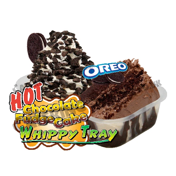 Oreo Chocolate Fudge Cake Hot Tray Whippy Ice Cream Sticker - Catering Trailer