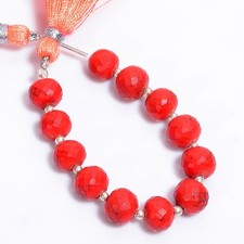 Natural Red Coral Gemstone Round Shape Faceted Beads 8X8 mm Strand 4" E-74