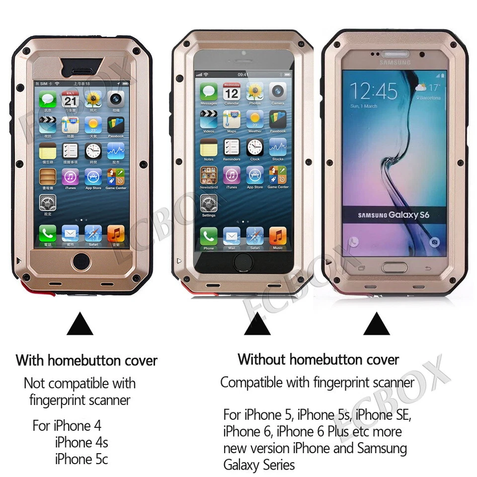 Funda Extreme Aluminio Metal Gorila Vidrio Templado Antigolpes para Serie iPhone Foto 2 de 4