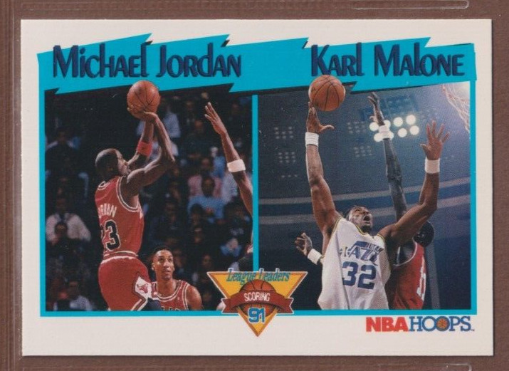 1991-92 Hoops #306 Scoring Leaders - Michael Jordan/Karl Malone - 459🔥🏀🔥
