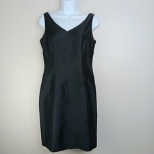 DONNA RICCO Dress Shantung Sheath Little Black Dress Black Lined Women's Size 4P