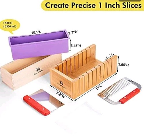 Soap Mold Making Kit Wooden Cutter Measuring Box (44oz Purple Silicone) - Picture 2 of 5