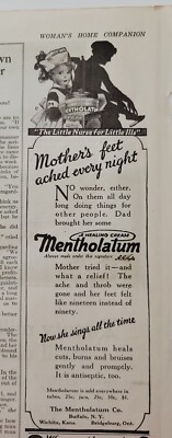 1921 Mentholatum healing cream ointment little girl nurse vintage original ad