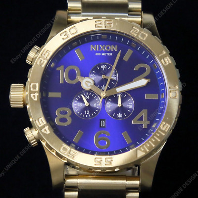 US NEW Authentic NIXON 51-30 Chrono GOLD BLUE SUNRAY Watch A0832735 MENS GIFT!