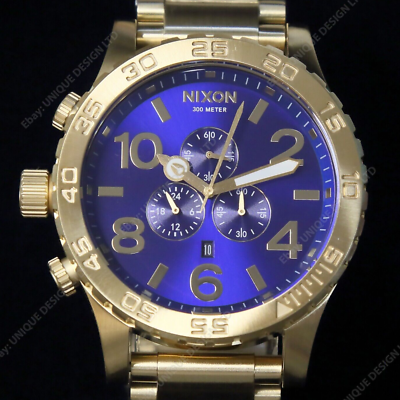 US NEW Authentic NIXON 51-30 Chrono GOLD BLUE SUNRAY Watch