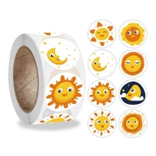 500Pcs/Roll 8 Styles Round Cartoon for Sun Kids Reward Stickers Gifts Lab