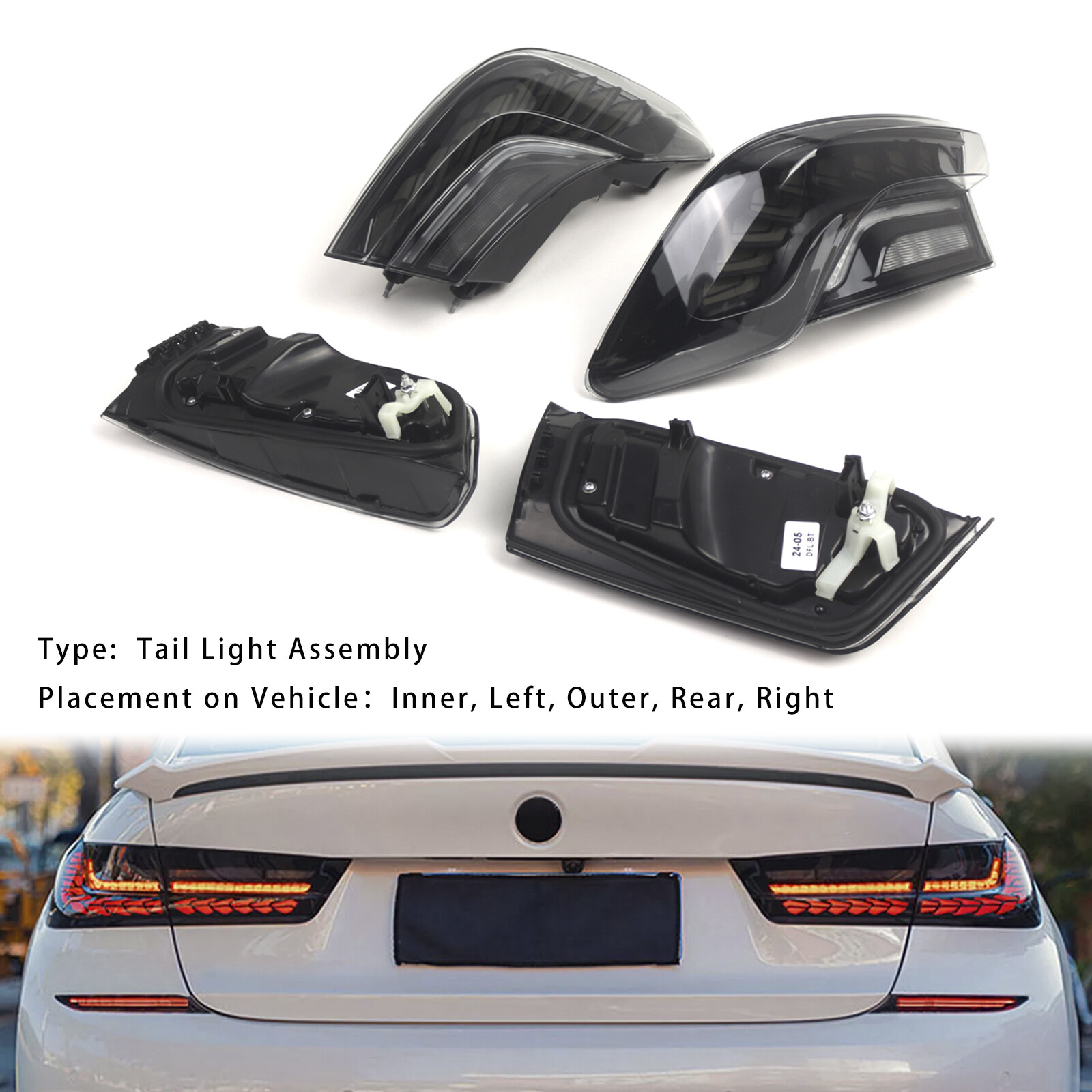 Smoked LED Tail Lights Rear Lamp Assembly for BMW 330 340 G20 G80 M3 3 Series