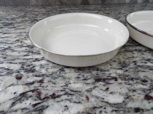 Lenox Solitaire Bowl Shallow Coupe Pasta Salad 7.5" Platinum Set of 2 FLAW READ - Picture 2 of 14