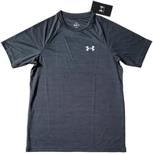 Under Armour Boys UA Tech T-Shirt YMD Youth Medium Black Velocity Twist Tee New