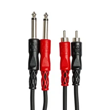 Hosa CPR-203 Stereo Interconnect Dual 1/4" TS to Dual RCA Patch Cable, 3m