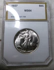 1937 P UNCIRCULATED SILVER WALKING LIBERTY HALF DOLLAR