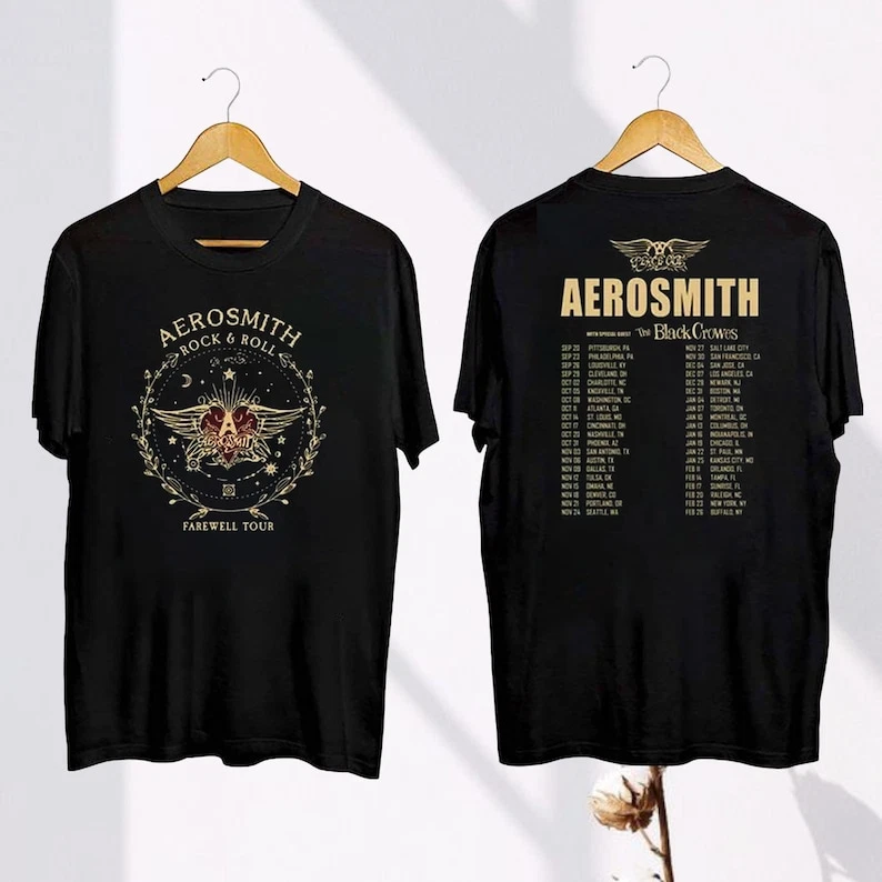 T-shirt Aerosmith Merry Christmas Tour - Unisexe, Toutes Tailles, Noir - Neuf Avec étiquettes