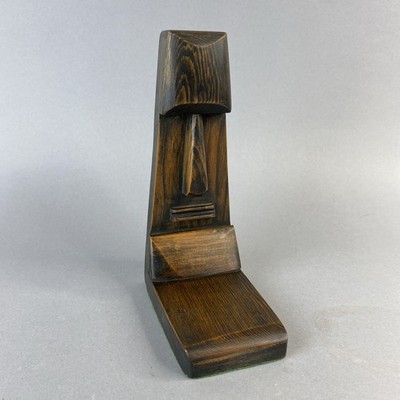 Hand Carved Wood Tiki Book End Sculpture Moai Easter Island 8''  1970s