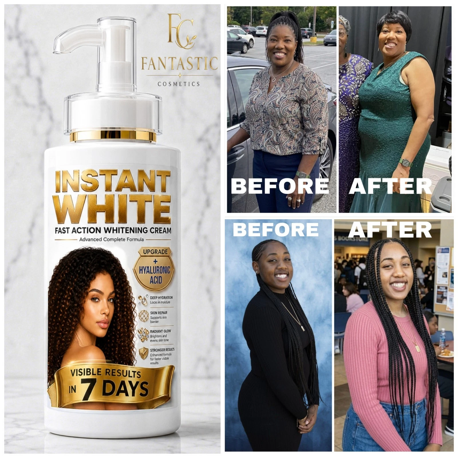Instant Whitening Fast Action Body Lotion Cream Visible Results In7 Days with HA