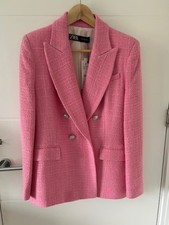 Zara Double Breasted Textured Blazer Jacket Size M