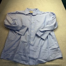 Roundtree Yorke Gold Label Non-Iron Dobby Dress Shirt Blue 17.5 35
