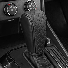Leather Car Gear Shift Knob Cover, Upgraded Anti-Slip Design Stick Shift Knob Co